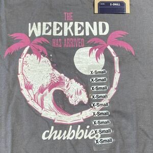 Chubbies The Weekend Has Arrived Graphic Tee Grey Pink Beach Kids Size X-Small